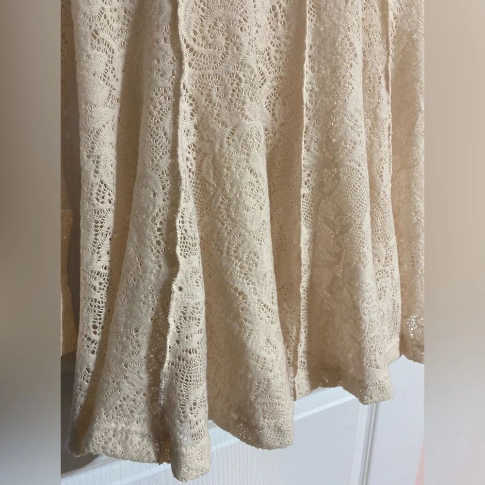Free People Cream Lace Boho Long Sleeve Cowgirl Western Tunic Size Small - Picture 6 of 8